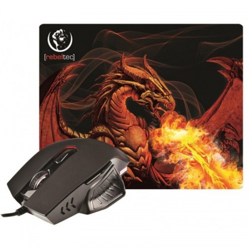 REBELTEC RED DRAGON 2 IN 1:GAMING MOUSE+MOUSEPAD BLACK